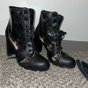 Black see threw booties from just fab